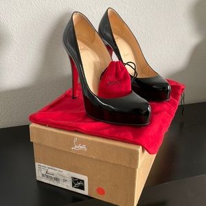 Christian Louboutin Rolando 120 Patent Calf Heel - Black size 37 EU/ 7 US